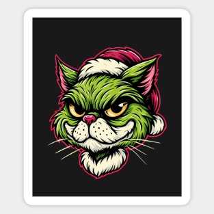 Cute Cat as The Grinch on Christmas Magnet